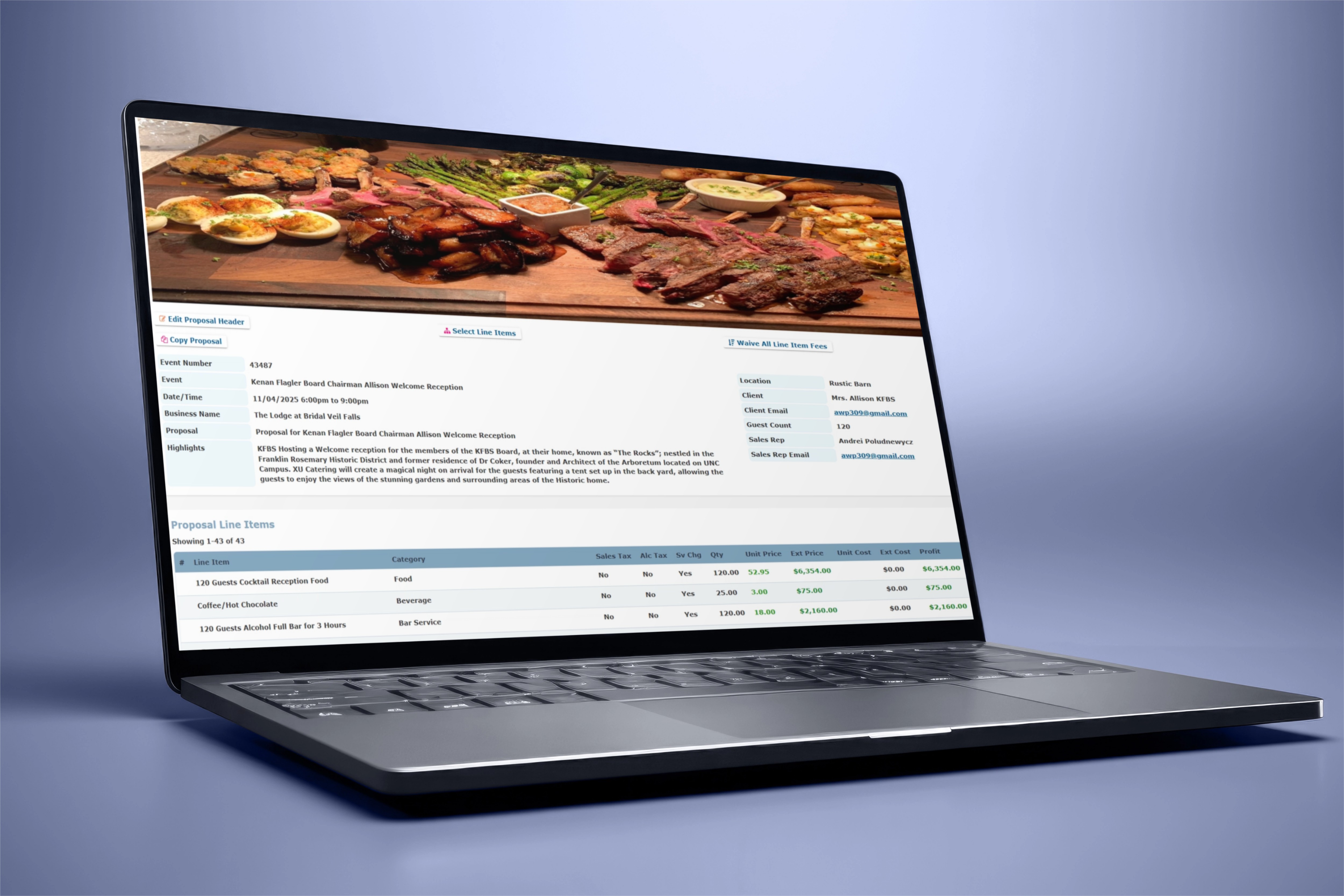 Screen showing a client portal view for document and payment review