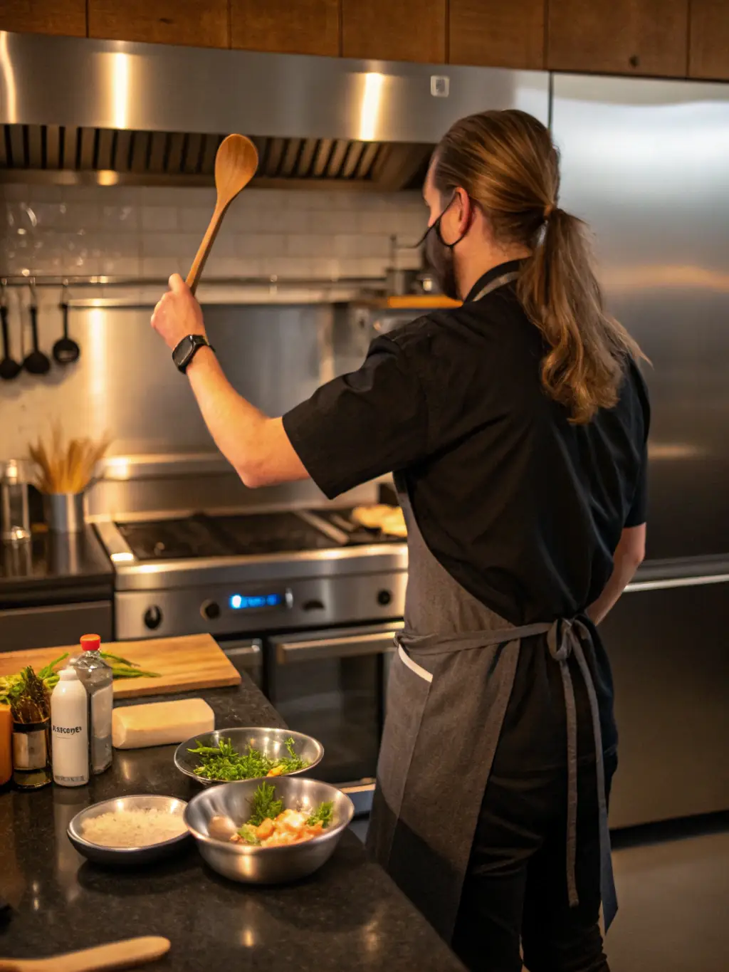 Chef cooking in a professional kitchen
