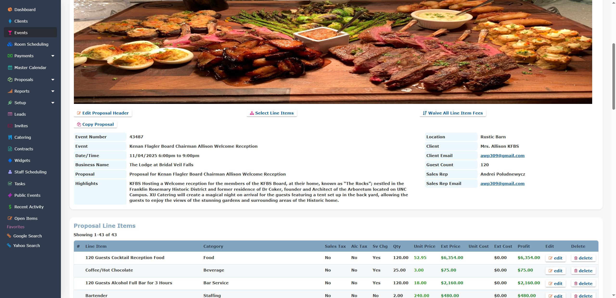 Proposals, BEOs & Contracts